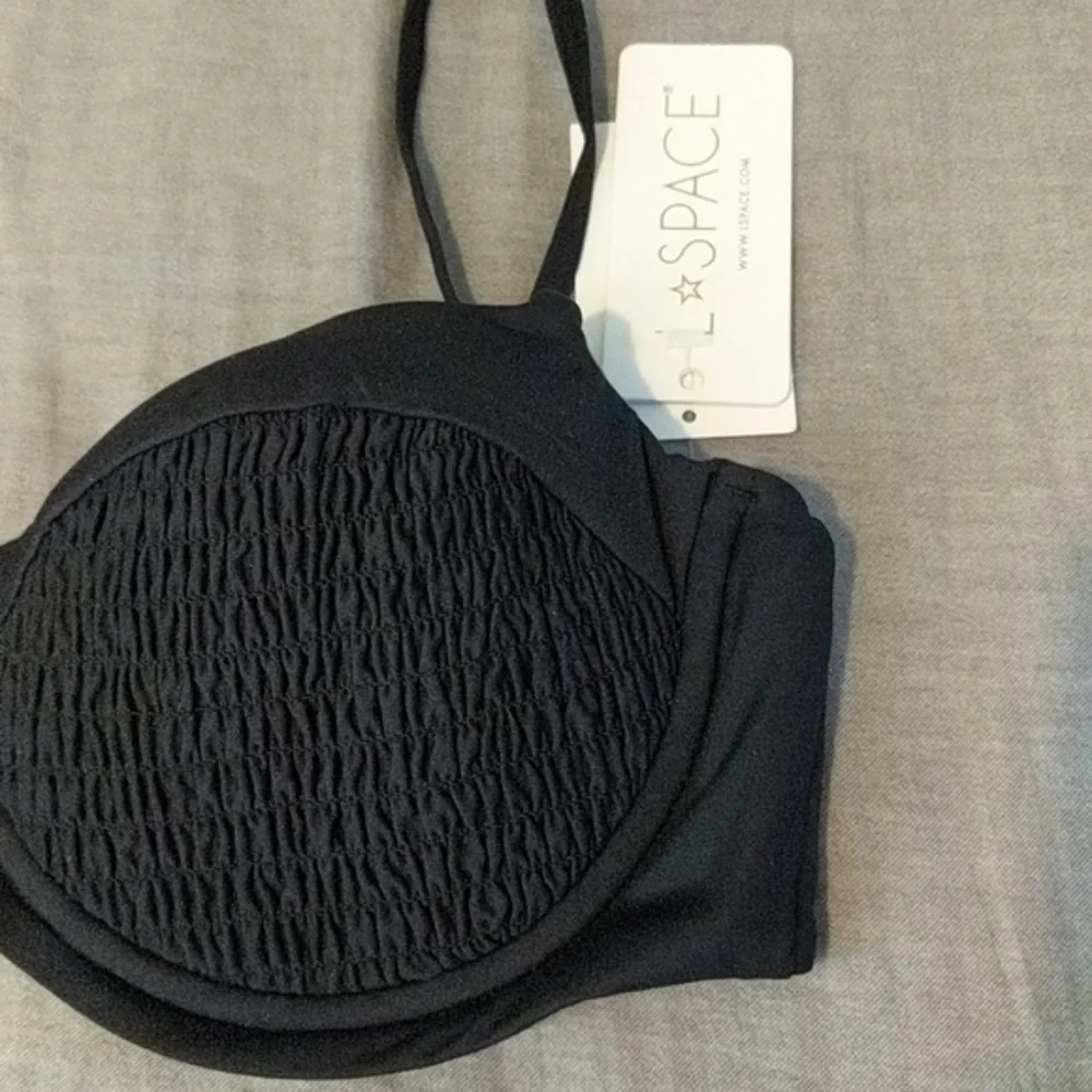 L*Space Marley Smocked Underwire Bikini Top Black